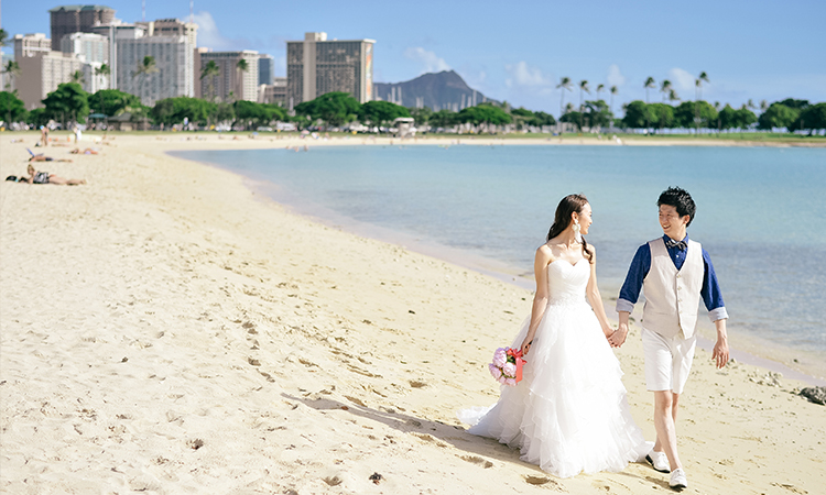 ビーチフォト ダウンタウンフォトプラン 2ロケーション ハワイで結婚式 ウェディングするならロイヤルカイラ